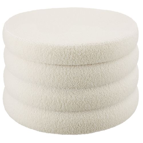 Tabouret Rembourré Rond Avec Rangement Revêtement Bouclé Crème