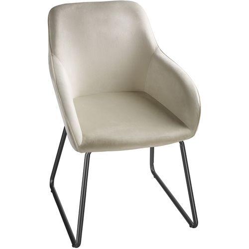 Lot 2 Chaises De Salle à Manger Aspect Velours Rembourré Crème Noir