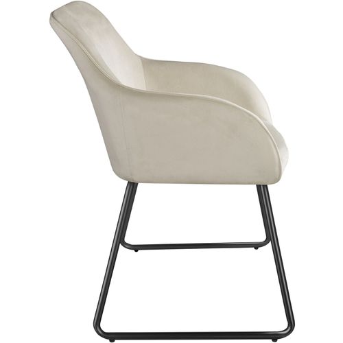 Lot 2 Chaises De Salle à Manger Aspect Velours Rembourré Crème Noir