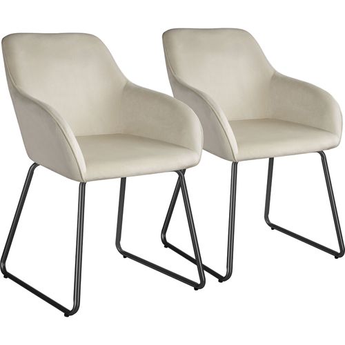 Lot 2 Chaises De Salle à Manger Aspect Velours Rembourré Crème Noir