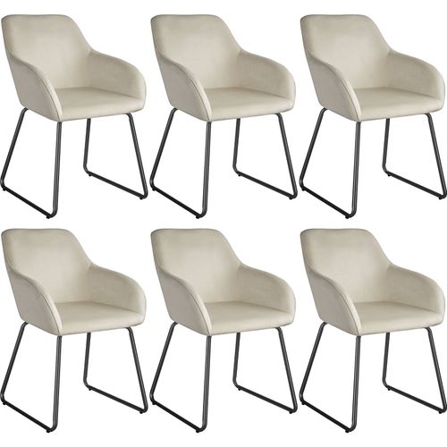 Lot 6 Chaises De Salle à Manger Aspect Velours Rembourré Crème Et Noir