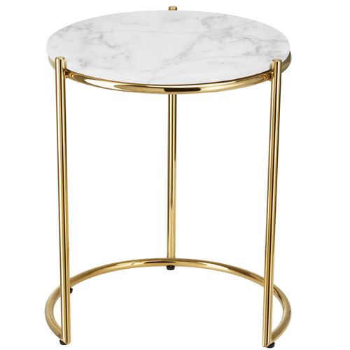 Lot 2 Tables D'appoint Plateau En Marbre Et Structure En Acier Dorées