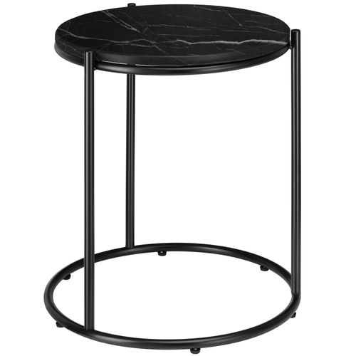 Table D'appoint Plateau En Marbre Et Structure En Acier Noire