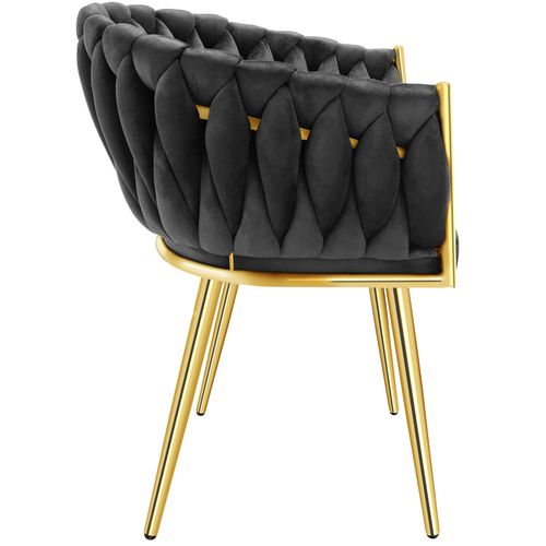 Lot 2 Chaises De Salle à Manger En Velours Design Noué Noir/or