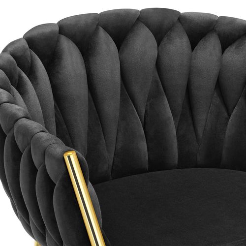 Lot 2 Chaises De Salle à Manger En Velours Design Noué Noir/or