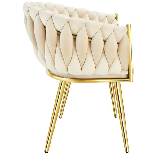 Lot 2 Chaises De Salle à Manger En Velours Design Noué Sable/or