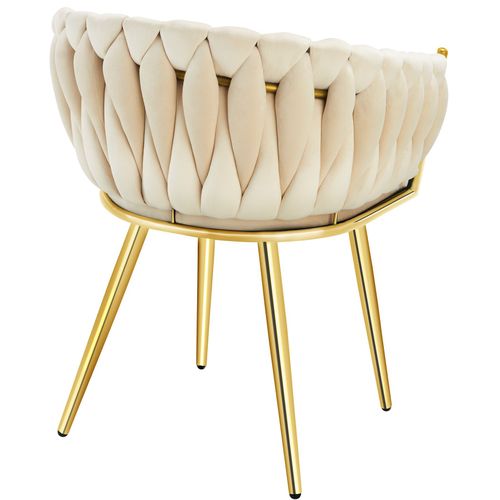 Lot 2 Chaises De Salle à Manger En Velours Design Noué Sable/or