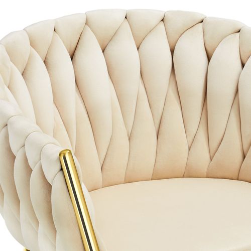 Lot 2 Chaises De Salle à Manger En Velours Design Noué Sable/or