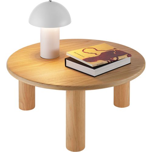 Table Basse Ronde Avec Pieds En Bois Massif Et Plateau En Mdf Plaqué