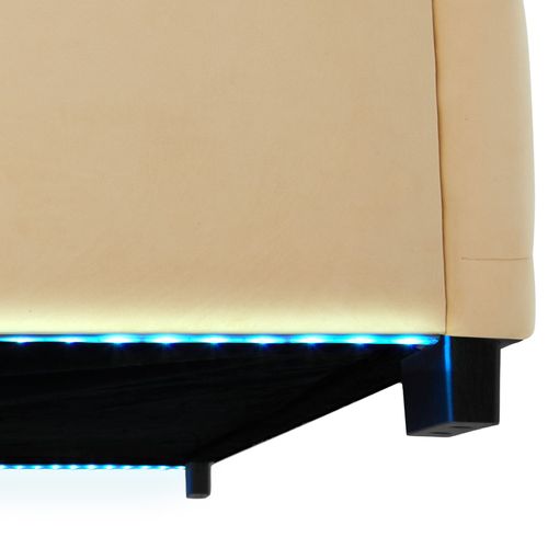 Lit Capitonné Avec Bandes LED Et Espace De Rangement 180x200 Beige