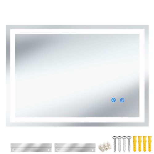 Miroir De Salle De Bain LED Commande Tactile Réglable 50 X 70 Cm