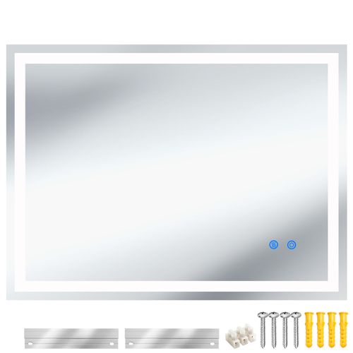 Miroir De Salle De Bain LED Commande Tactile Réglable 60 X 80 Cm