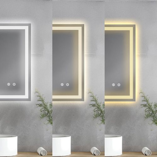 Miroir De Salle De Bain LED Commande Tactile Réglable 60 X 100 Cm