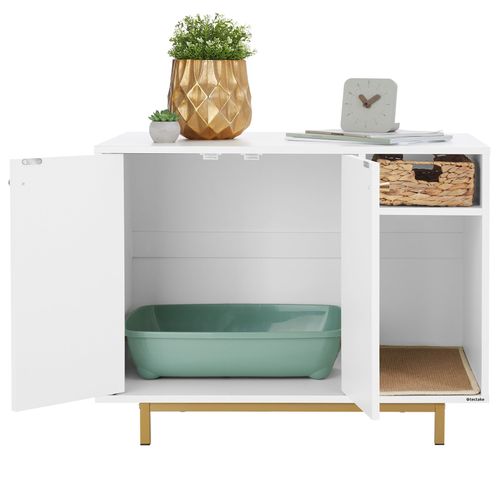 Armoire Pour Chat Entrée Latérale Tapis à Griffer Inclus 80x52x61,5cm