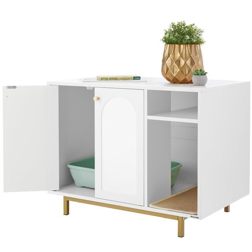 Armoire Pour Chat Entrée Latérale Tapis à Griffer Inclus 80x52x61,5cm