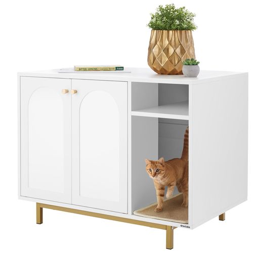 Armoire Pour Chat Entrée Latérale Tapis à Griffer Inclus 80x52x61,5cm