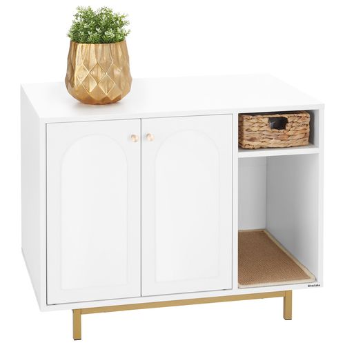 Armoire Pour Chat Entrée Latérale Tapis à Griffer Inclus 80x52x61,5cm