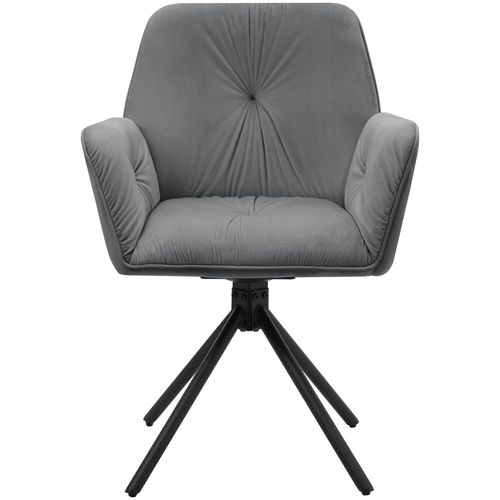 Lot De 6 Chaises Pivotantes 360° En Velours Rembourré Anthracite/noir