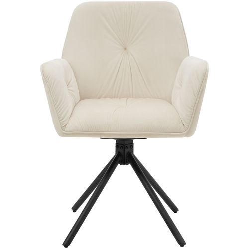 Lot De 4 Chaises Pivotantes 360° En Velours Rembourrées Crème/noir