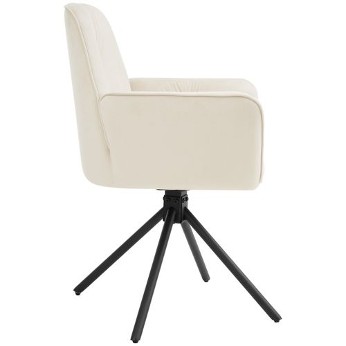 Lot De 4 Chaises Pivotantes 360° En Velours Rembourrées Crème/noir