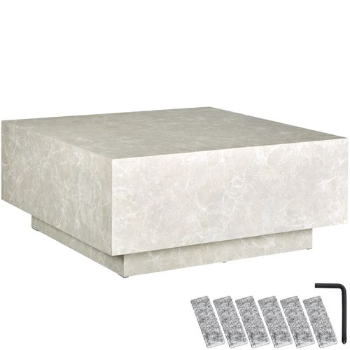 Table Basse En Bois Mdf Sans Montage 80 X 80 X 35 Cm Aspect Travertin