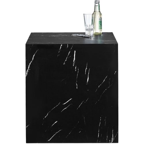 Table Basse En Bois Mdf Sans Montage 45 X 45 X 50cm Aspect Marbre Noir