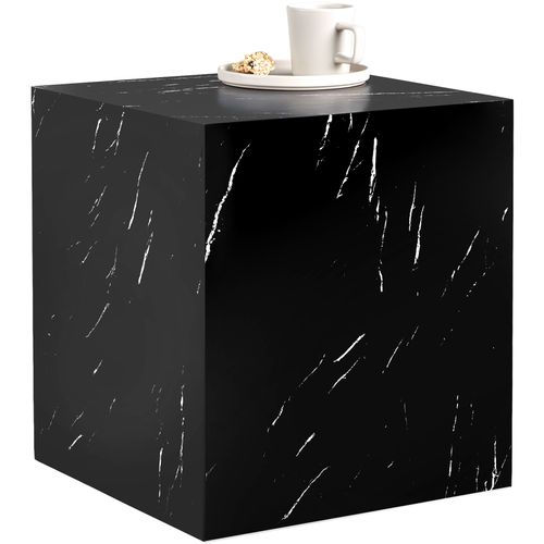 Table Basse En Bois Mdf Sans Montage 45 X 45 X 50cm Aspect Marbre Noir