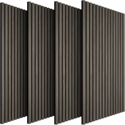 Lot De 4 Panneaux Acoustiques Aspect Bois 60 X 120 X 2,1 Cm Chêne Gris