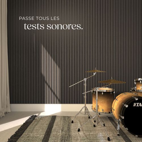 Lot De 4 Panneaux Acoustiques Aspect Bois 60 X 120 X 2,1 Cm Chêne Gris