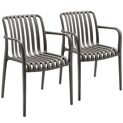 Lot 2 Chaises De Jardin Empilables Et Résistantes Aux Intempéries Gris