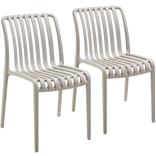 Lot 2 Chaises De Jardin Résistantes Intempéries Empilables Taupe