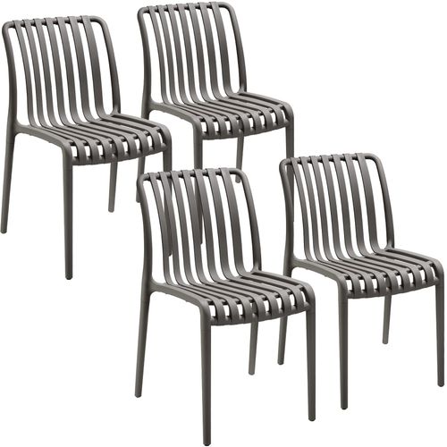 Lot 4 Chaises De Jardin Résistantes Intempéries Empilables Anthracite