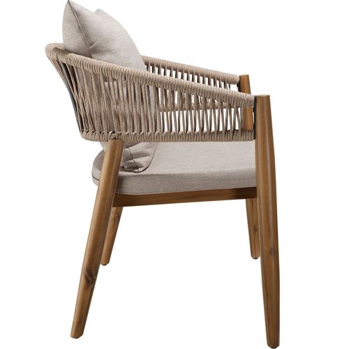 Lot De 2 Chaises De Jardin Au Design Corde Housses Déperlantes Sable