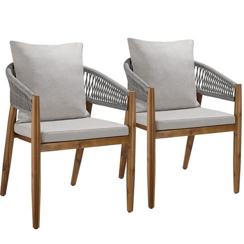 Lot De 2 Chaises De Jardin Au Design Corde Housses Déperlantes Grège