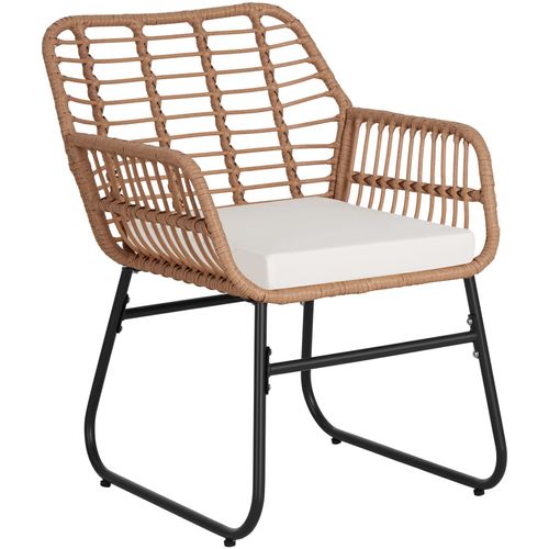 Salon De Jardin En Résine Tressée Marron Naturel  68 X 119 X 79 Cm