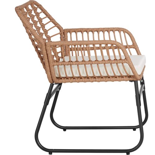 Salon De Jardin En Résine Tressée Marron Naturel  68 X 119 X 79 Cm