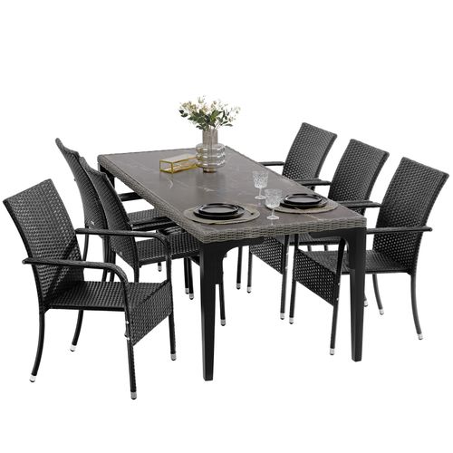 Lot De 4 Chaises En Rotin Résistantes Aux Uvs Capacité Charge 120kg