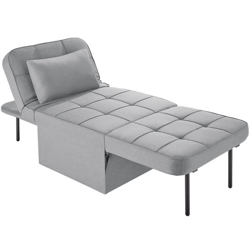 Chaise Transformable 4-en-1 Dossier Réglable En 6 Positions Gris Clair