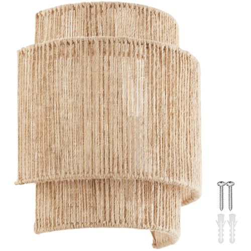 Applique Murale En Jute Avec Structure En Acier Style Bohème 40w
