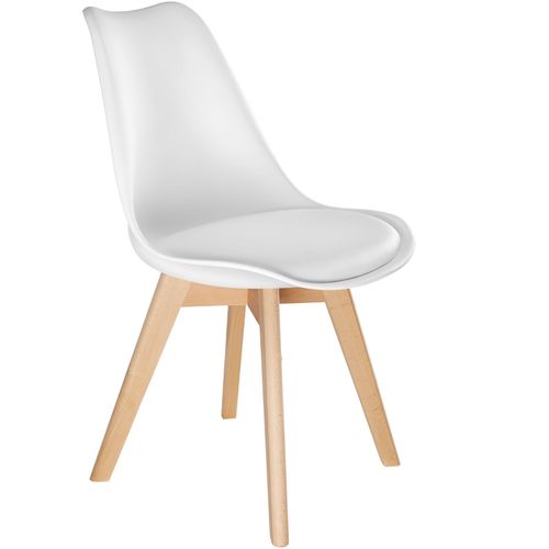 Lot 4 Chaises Salle à Manger Style Scandinave Forme Ergonomique Blanc