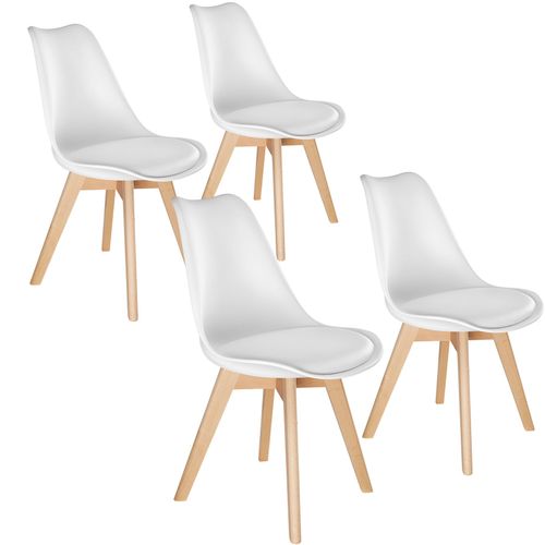 Lot 4 Chaises Salle à Manger Style Scandinave Forme Ergonomique Blanc