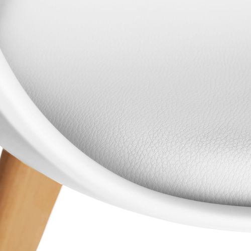 Lot 4 Chaises Salle à Manger Style Scandinave Forme Ergonomique Blanc