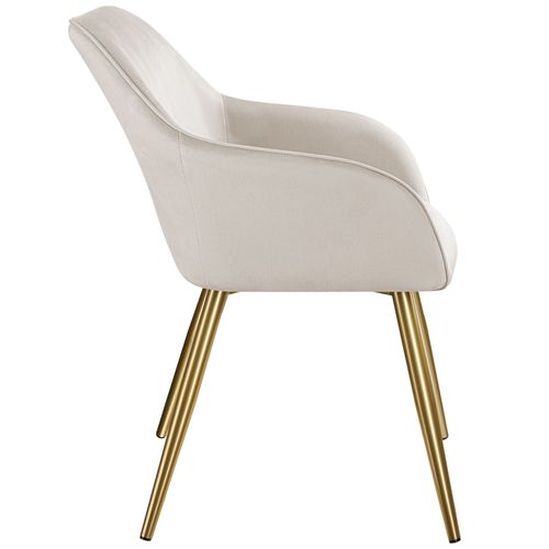 Chaise Rembourrée Aspect Velours Taupe/doré