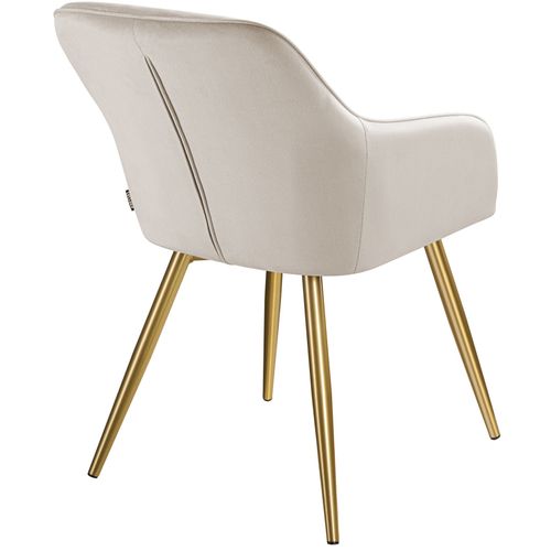 Chaise Rembourrée Aspect Velours Taupe/doré