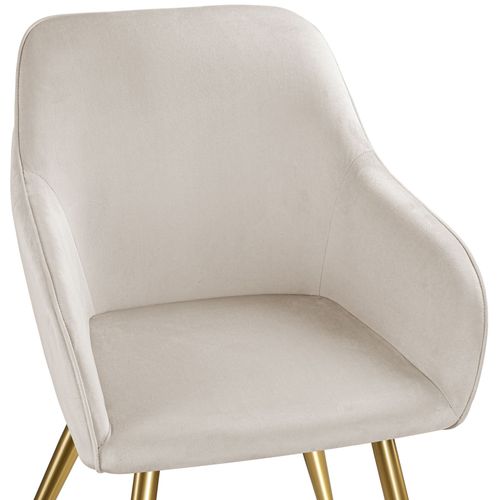 Ensemble De 2 Chaises Rembourrées Aspect Velours Taupe/or