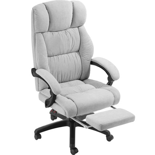 Chaise De Bureau Avec Repose-pieds Et Revêtement En Velours Gris