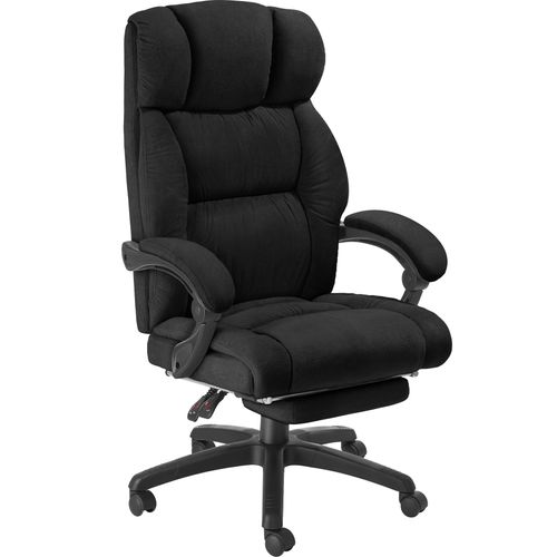 Chaise De Bureau Avec Repose-pieds Et Revêtement En Velours Noir