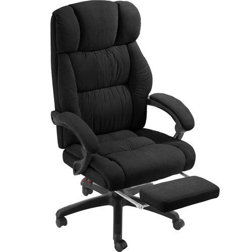 Chaise De Bureau Avec Repose-pieds Et Revêtement En Velours Noir