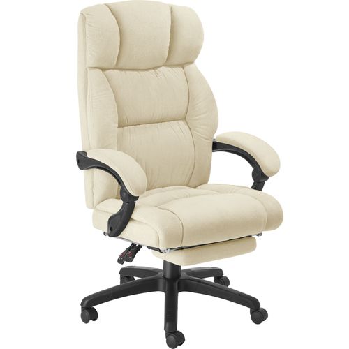 Chaise De Bureau Avec Repose-pieds Et Revêtement En Velours Beige