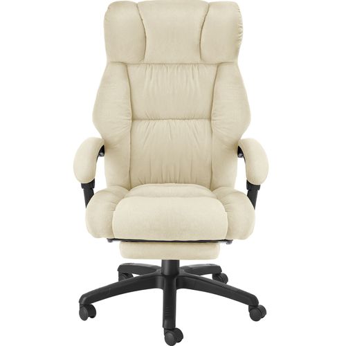 Chaise De Bureau Avec Repose-pieds Et Revêtement En Velours Beige